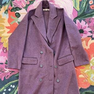 Free People Adore You Overcoat Sz XS Plum Wool Blend Coat $228